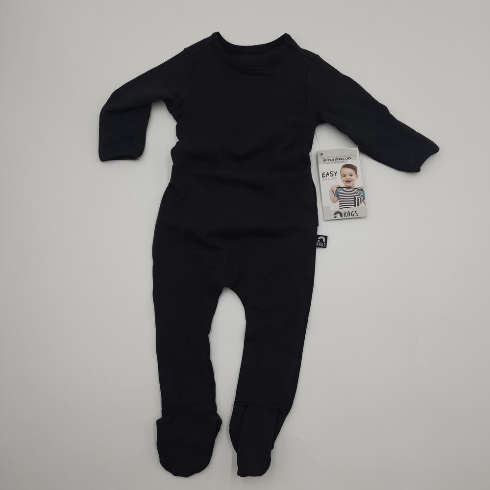 Rags to Raches Essentials Peekabooty Rag Romper in Phantom Size 0-3 Months